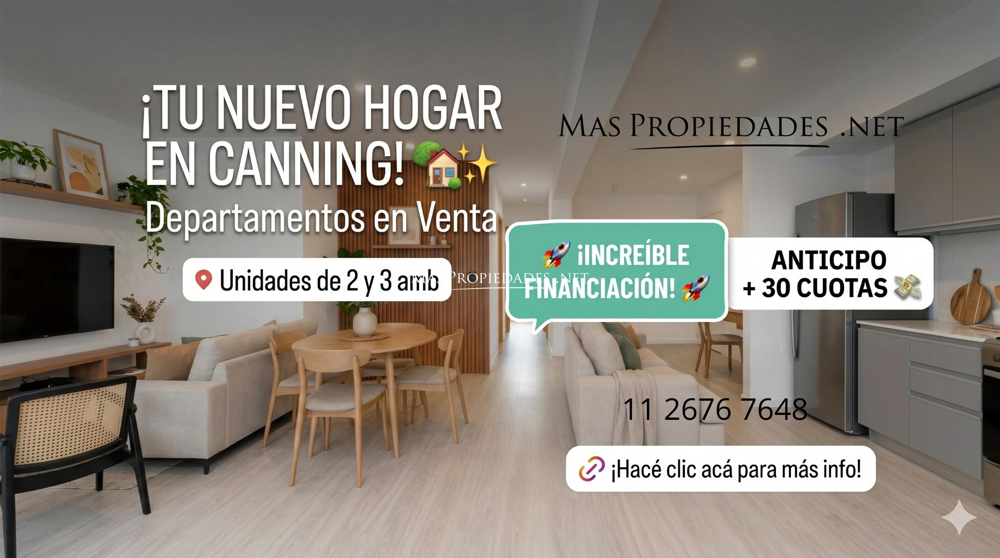 Departamento en venta 2 amb en Canning Anticipo y cuotas